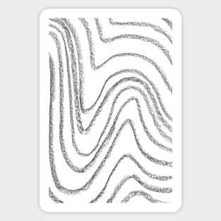 Black and White Minimal Wavy Lines - Abstract Charcoal Drawing Sticker